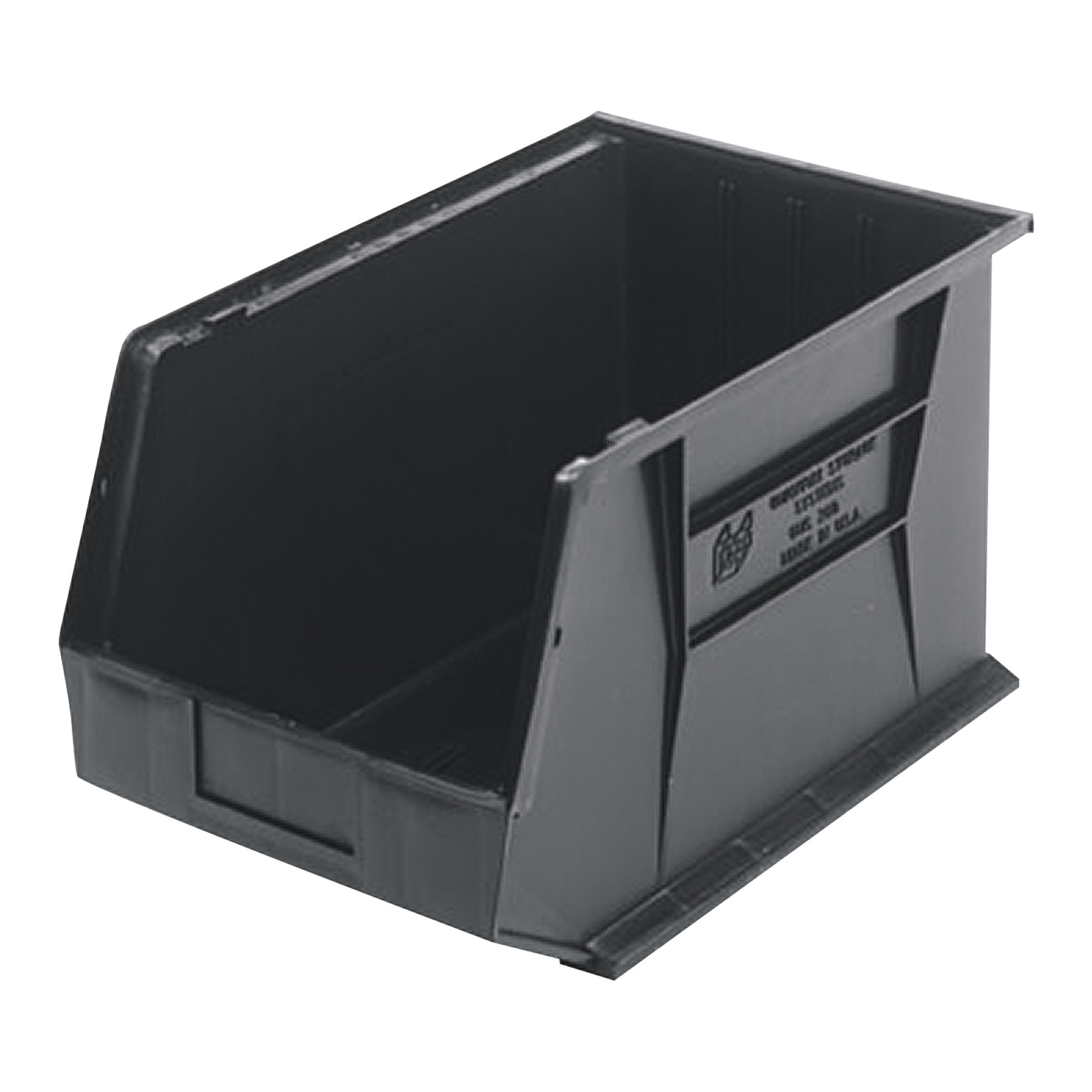 Quantum Storage Heavy Duty Stacking Bins, 18in. x 11in. x 10in. Size, Black, Carton of 4, Model# QUS260BKCS